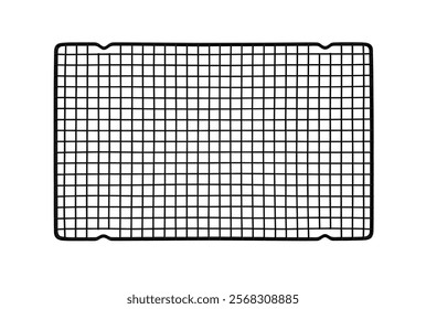 Top view empty black wire cooling rack for baking or pastry isolated on white background