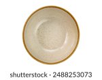 Top view of empty brown ceramic bowl with dark brown edge isolated on white background with clipping path.