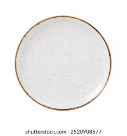 Top view empty ceramic plate on white background