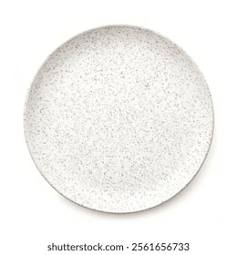 Top View of an Empty Ceramic Plate on White Background