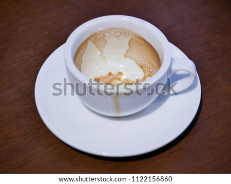 Top view of empty cup of coffee after drink