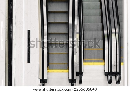 Top view of empty escalator stairs.