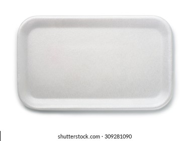 Top View Of Empty Foam Food Tray Isolated On White