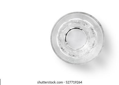 Top View Of Empty Glass Cup On White Background