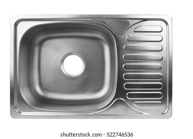 Top View Of The Empty  Kitchen Sink Isolated On White