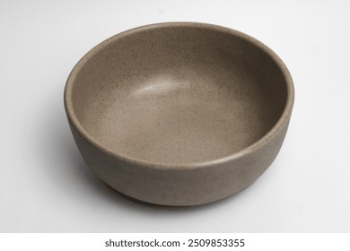 Top view of empty marble noodle bowl isolated on white background