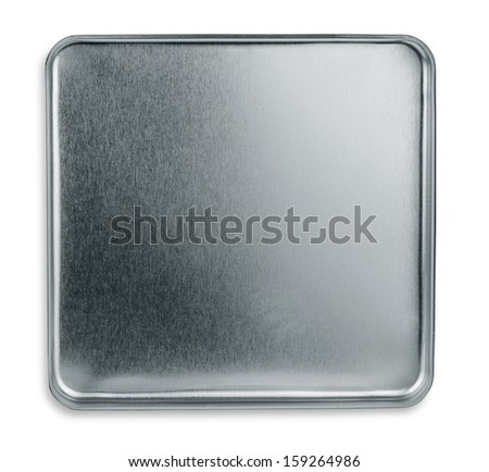 Top view of empty metal box isolated on white