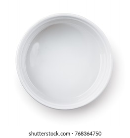 Top View Of Empty Round  Baking Dish Isolated On White