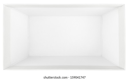 Top View Of Empty Shoe Box Isolated On White With Clipping Path