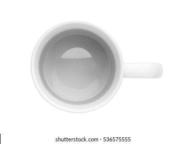 Top View Of Empty White Mug Isolated On White