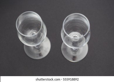 Top View Of Empty Wine Glasses