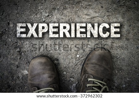 Top View of Experience text with the boot