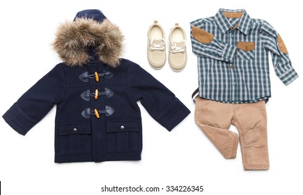 Top View Fashion Trendy Look Of Kids Clothes. Kids Fashion 