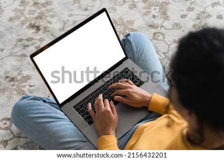 Image, Stock Photo To the top of the summer toboggan run. You only see a pair of shoes. All green on the right and left.