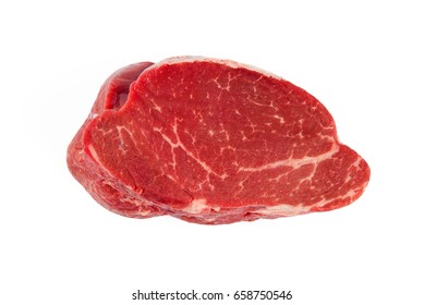 Top View Of Filet Mignon Isolated On White Background.