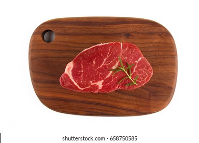 Top View Of Filet Mignon Isolated On White Background.