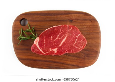 Top View Of Filet Mignon Isolated On White Background.