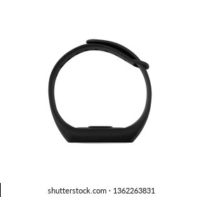 Top view of fitness bracelet or fitbit isolated on white background. Smart electronic gadget