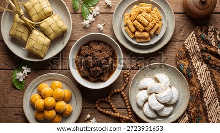 Top View Flat Lay of Eid Al-Fitr Traditional Food and Cookies