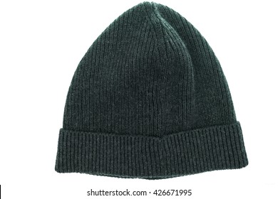 Top View Flat Lay Hipster Beanie Set Isolated White Background 