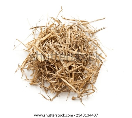 top view flat lay overhead dry hay straw grass isolated on white background. pile of dry hay straw grass isolated. heap of dry hay straw grass wheat isolated                          