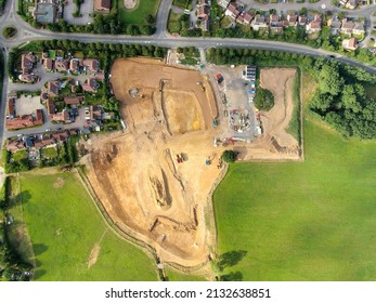 A Top View Of Flood Defence In Thatcham, Berkshire