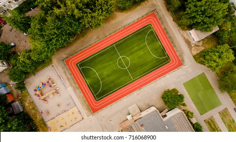 Top View Of The Football Field.