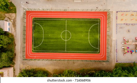 Top View Of The Football Field.