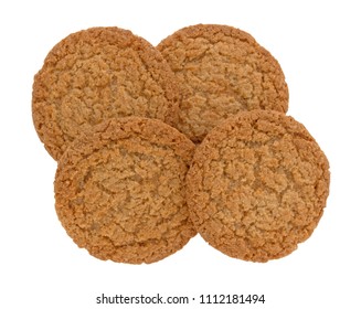 Top View Of Four Apple Pie Crust Cookies Isolated On A White Background.