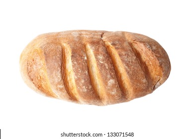 Top View Of French Loaf Bread Isolated On White Background