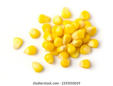 Top view of fresh corn seed isolated on white background. Clipping path.
