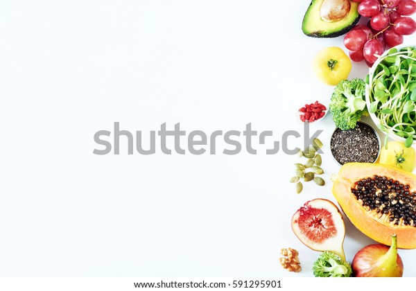 Top View Fresh Fruits Vegetables Seeds Stock Photo (Edit Now) 591295901