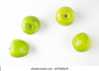 Top View Of Fresh Green Apple Isolated On White Background.