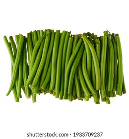 Top View Of Fresh Green Beans Isolated On White Background