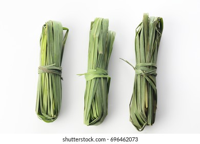 Top View Of Fresh Green Lemon Grass Shot In Studio On White Background