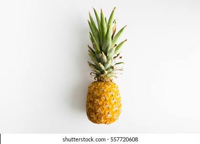 Top View Of Fresh Pineapple Isolated On White Background.