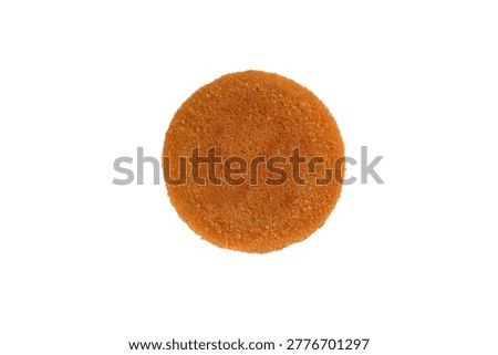 Top view of fried breaded fishburger isolated on white background - Full depth of field - Full DOF