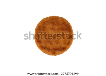 Top view of fried breaded fishburger isolated on white background - Full depth of field - Full DOF