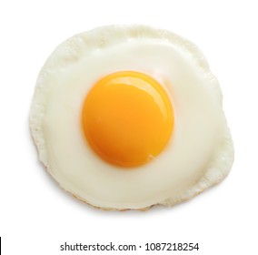 top view of fried egg isolated on white background