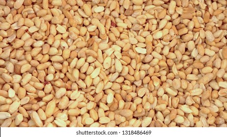 top view fried peanuts beautiful yellow color manufacturing sweets close up