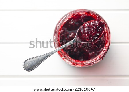 top view of fruity jam 商業照片 © 