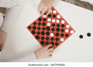 Top View Game Of Checkers