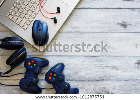 Top View Gamepads Laptop Mouse Pad Stock Photo Edit Now 1012875751