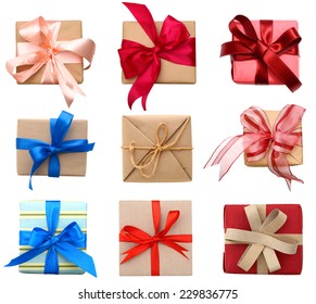 Top View Of Gift Boxes Isolated White