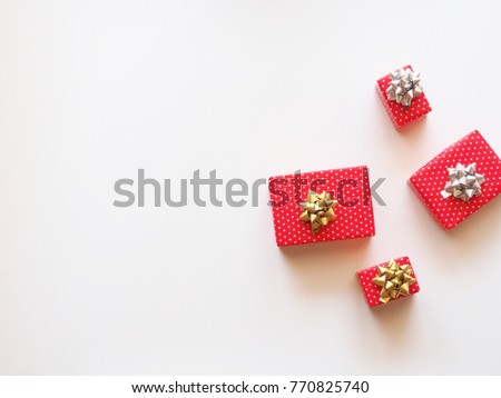 Top view of gift boxes on white background,copy space.