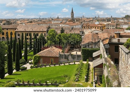 top view of Giusti garden in Verona, Italy