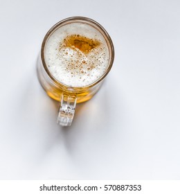 Top View Of A Glass Of Beer Closeup