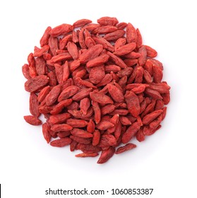 Top View Of Goji Berries Isolated On White 