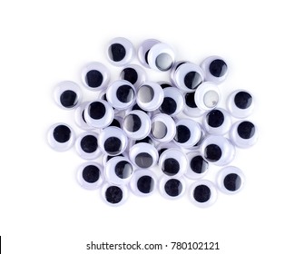 Top view of googly eyes isolated on white