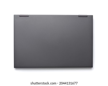 Top view of gray closed laptop isolated on white - Shutterstock ID 2044131677
